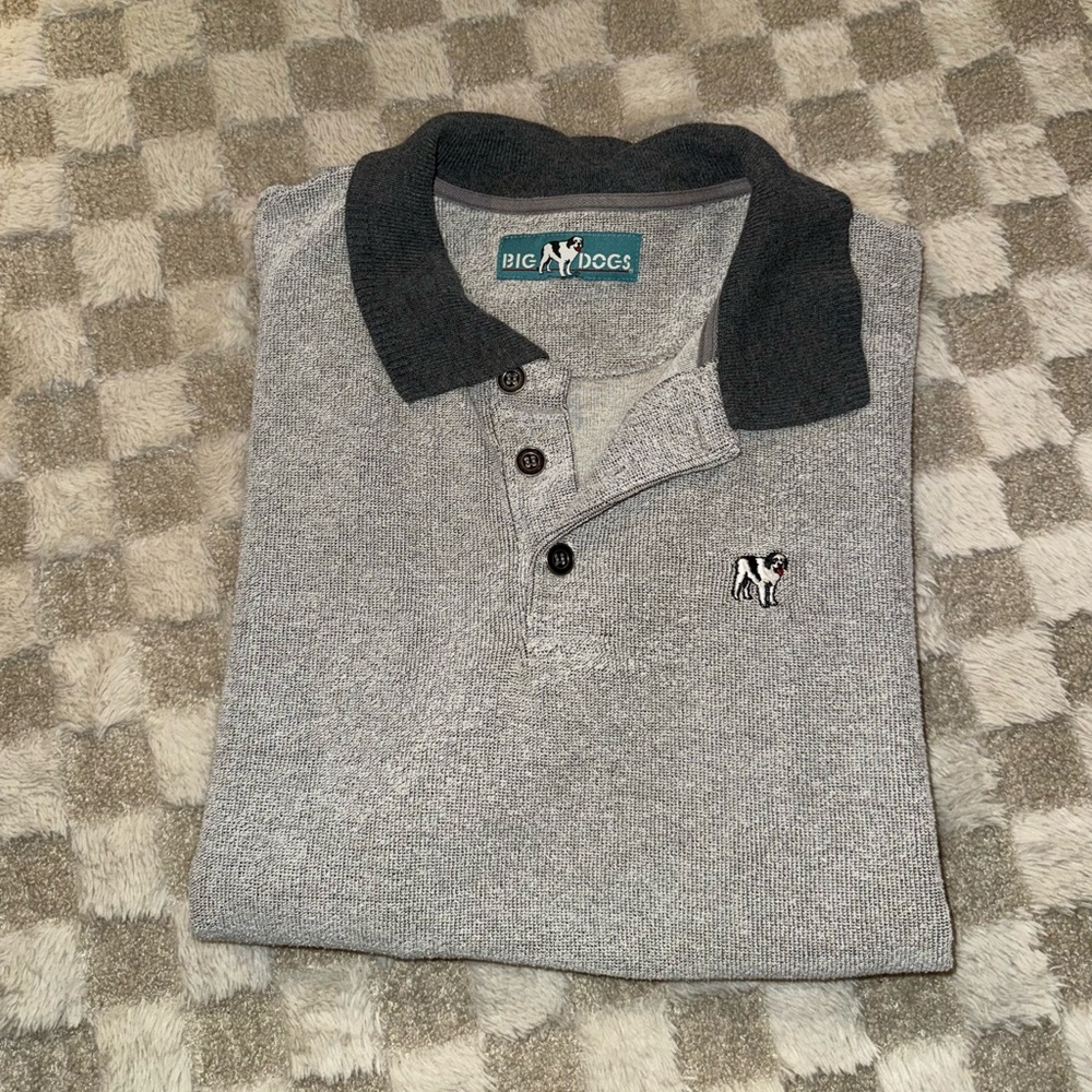 Big Dogs Charcoal and Light Gray Polo Shirt for Men